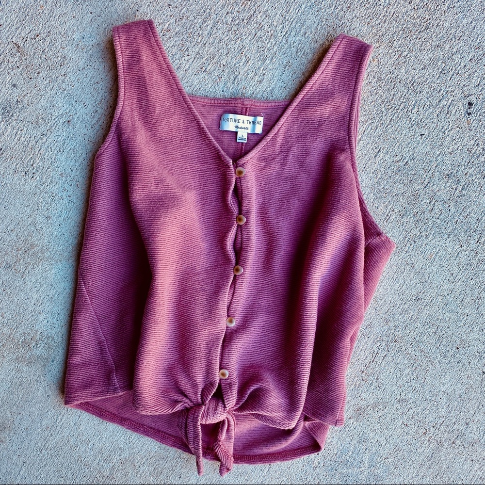 Madewell Dusty Rose ribbed tie top